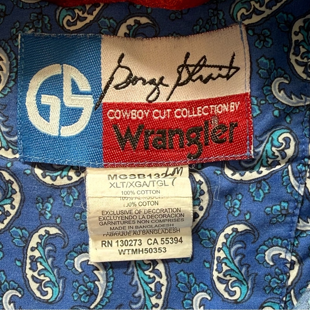 Wrangler George Strait Cowboy Cut Paisley Button-Down Shirt Men’s XL Tall - Picture 6 of 8